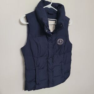 Abercrombie & Fitch Puffer Vest Womens Small Navy Blue Down Winter Quilted EUC